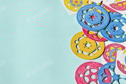 Preview: A mandala board game on a blue background with a place for text