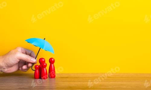 Preview: Hand holding umbrella and cover family.