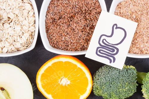 Preview: Beneficial eating for digestive system. Healthy ingredients containing vitamins and minerals