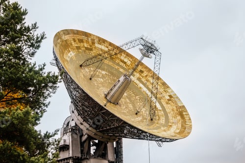 Preview: Radio telescope in an astronomical laboratory. Space exploration