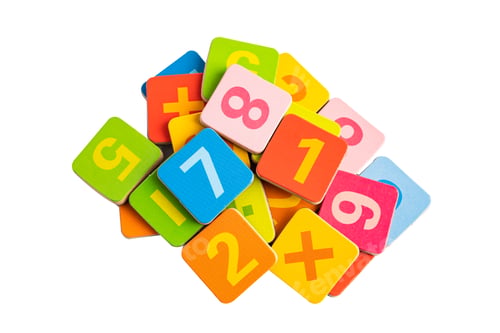 Preview: Math number colorful on white background, education study mathematics learning teach concept.