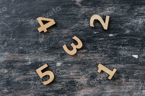 Preview: Numbers 1, 2, 3, 4, 5 on a dark vintage wooden background.