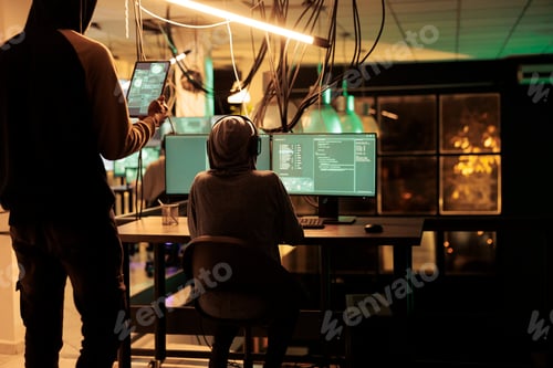 Preview: Cyberattack, hackers running spyware code on computer screen