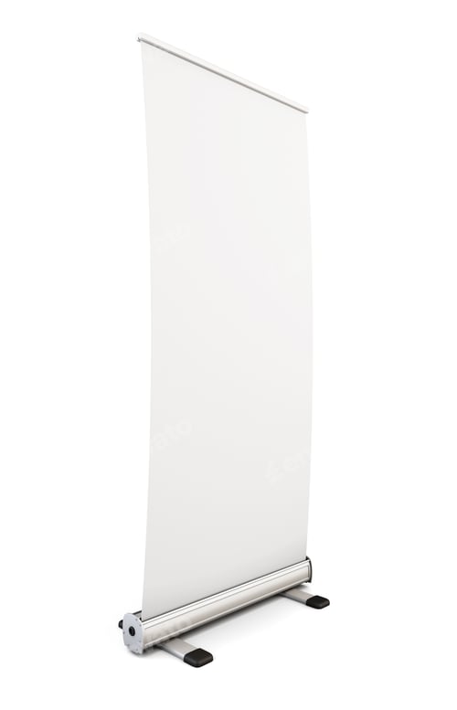 Preview: Blank White Display Banner Isolated on White Background
