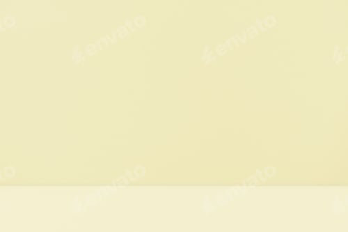Preview: Empty yellow cream pastel room studio for product presentation.