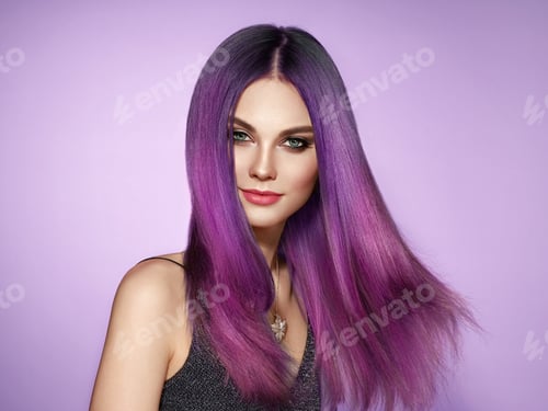 Preview: Beauty fashion model girl with colorful dyed hair