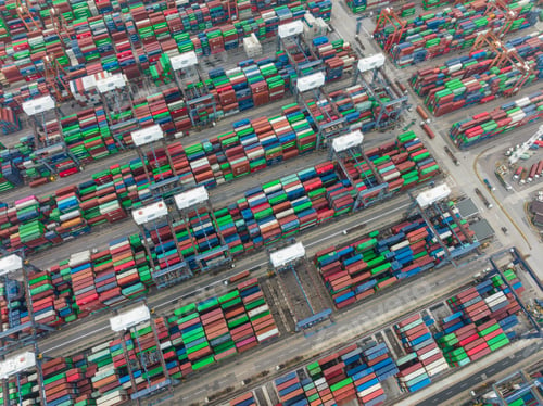 Preview: Hong Kong 27 January 2022: Top down view of Cargo terminal port