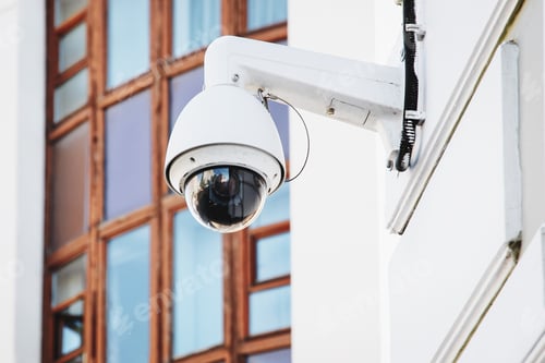 Preview: CCTV camera on the building, security surveillance outdoor camera