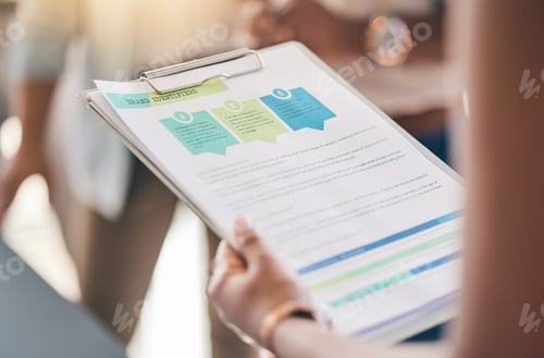 Preview: Business people, hands and documents for brand identity, marketing infographics and information for