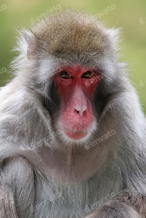 Preview: Cute Japanese monkey (Macaca Fuscata),close up shot