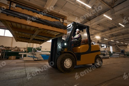 Preview: Man transporting goods by car in the workshop
