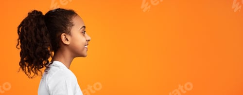 Preview: Side view profile portrait of cute African American girl