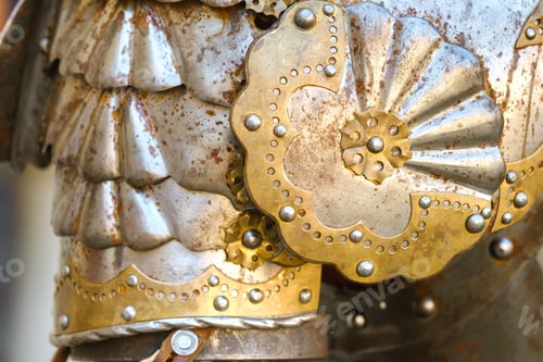 Preview: Parts of ancient knight's armor.A medieval concept.Metallic texture