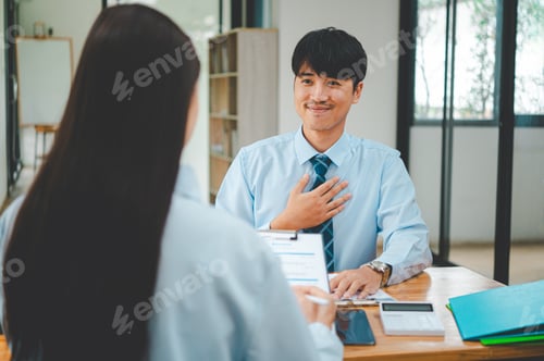 Preview: Job applicant introducing himself For a job interview after submitting a resume document