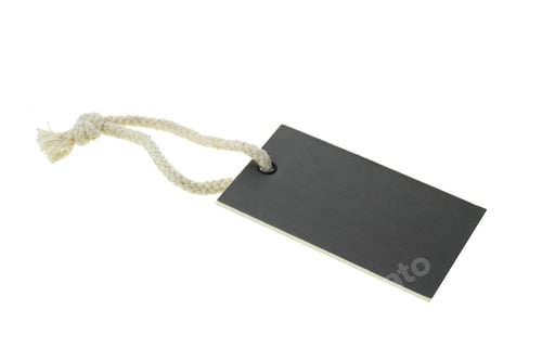 Grey Tag with String on White Background
