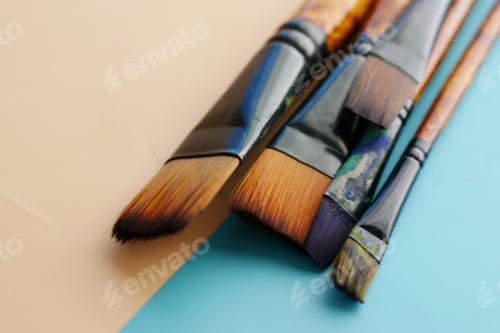 Preview: many art brush on a paper with copy space ,