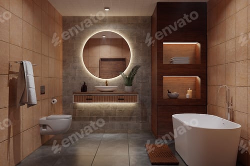 Preview: 3D rendering bathroom, aromatherapy, relaxation, spa.
