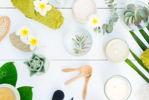 Preview: Beauty background with facial cosmetic products