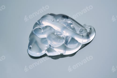 Preview: Texture of cosmetic hyaluronic gel or gel lubricant on a green background.