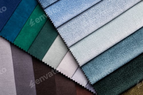 Preview: Colorful Fabric Swatches Displayed in an Overlapping Pattern