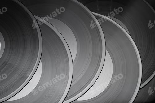 Preview: Heap of vinyl records as background or texture. Copy space.