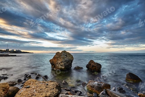 Preview: Rocks protruding from sea, Odessa, Odeska Oblast, Ukraine, Europe
