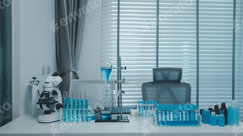 Vista previa: a science laboratory atmosphere filled with a variety of scientific equipment