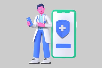 Preview: Cartoon doctor and mobile health