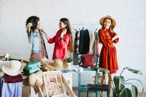 Preview: Young Women Enjoying Shopping for Vintage Clothing