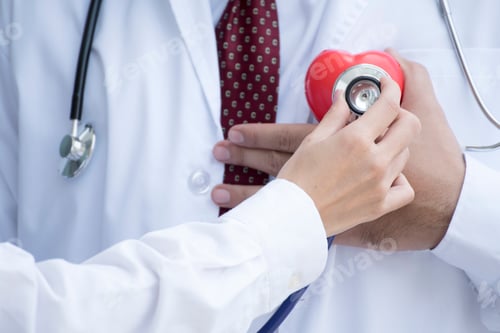 Preview: Doctor checking heart rate. Diagnosis by using stethoscope. Healthcare medical concept.