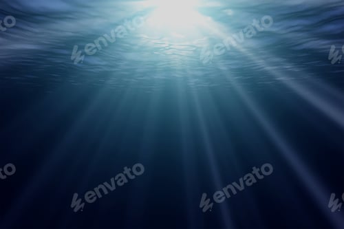 Preview: Rays of sun under water. The ocean is quiet.