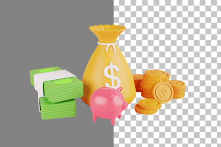 Preview: Stack Coins and Banknotes 3D Icon