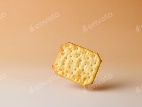 Preview: cracker levitating on beige background