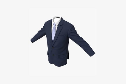 Preview: Navy single-breasted suit jacket with tie on mannequin