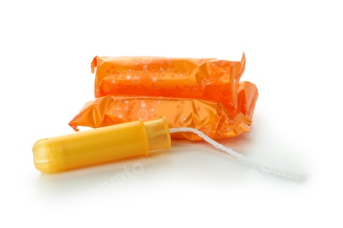 Preview: Orange unused tampons isolated on white background