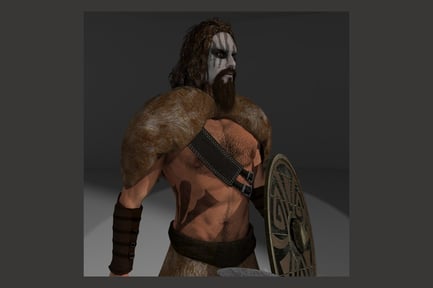 Preview: Rigged Barbarian Warrior with Shield and Axe