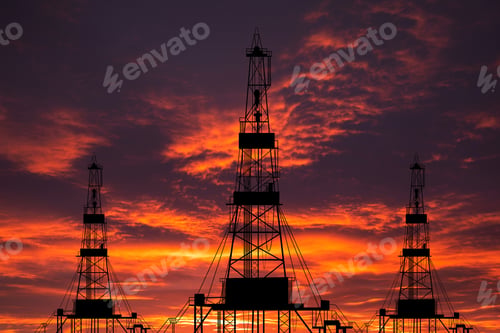 Preview: Oil pump on a sunset background. World Oil Industry