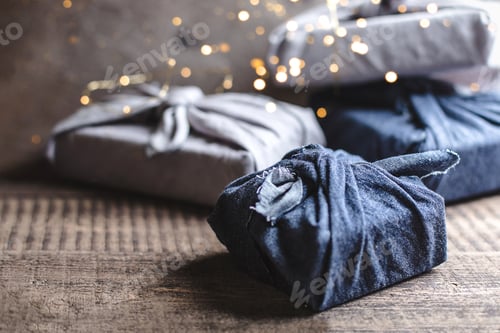 Preview: Gifts Wrapped in Fabric for Christmas Holiday