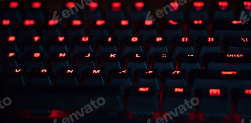 Preview: Closeup shot of a red gaming keyboard