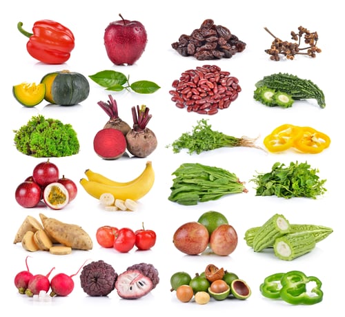 Preview: set of fruit and vegetable on white background