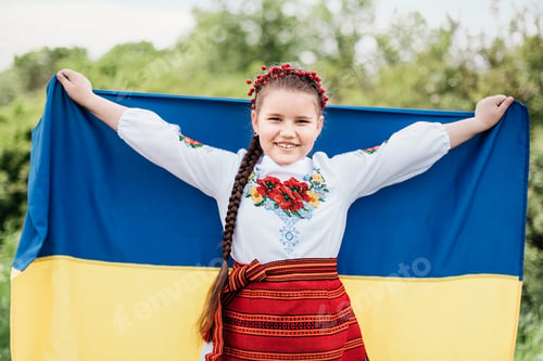 Preview: vyshyvanka day. Child in traditional embroidery. Ukraines Constitution day