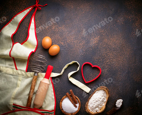 Preview: Ingredients for baking and apron
