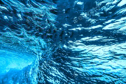 Preview: Underwater Wave Abstract Art in Teal and Blue