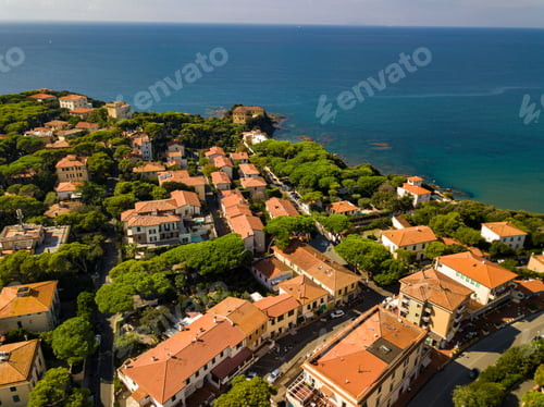 Preview: Top view of the city and the promenade located in Castiglioncello in Tuscany. Italy, Livorno