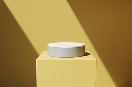 Preview: Modern Yellow Display Podium with Dramatic Light and Shadow