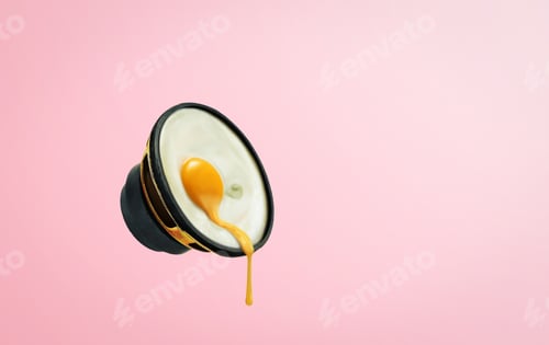 Preview: Loudspeaker in the form of an egg on a pink background with a copy space.