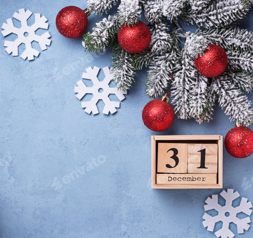 Preview: New year background with wooden calendar