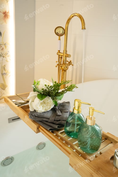 Preview: White tap and stone water basin