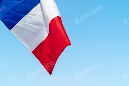 Preview: Flag of France waving in the wind in the sky