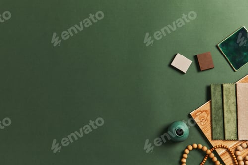 Preview: Stylish flat lay composition of creative architect moodboard design